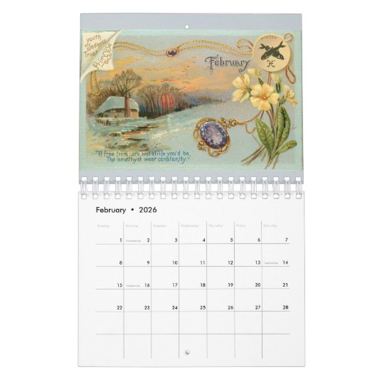 Calendrier avec du charme d'astrologie (Feb 2026)