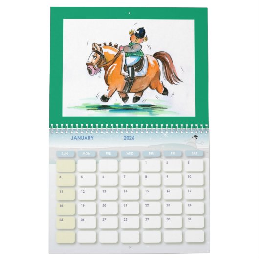 Calendrier avec illustrations d'animaux (Jan 2026)