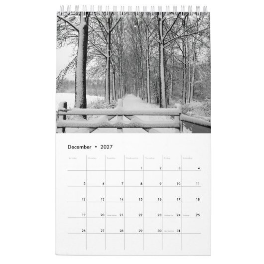 Calendrier avec images de la nature (Dec 2027)