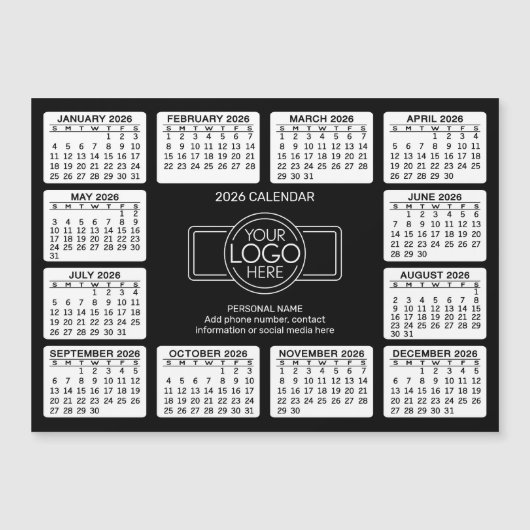 Calendrier avec logo Contact Info noir - Magnet (Devant)