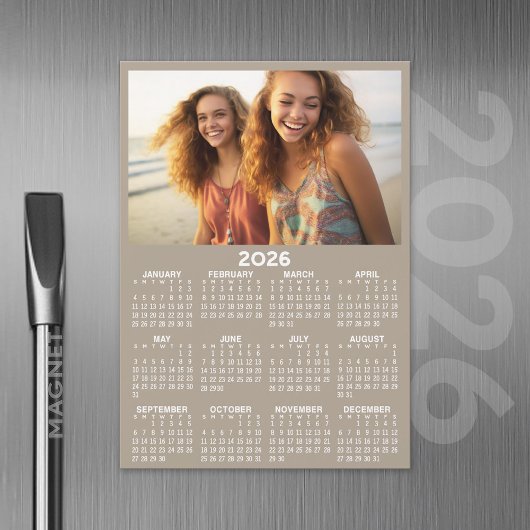 Calendrier avec photo Pleine année Afficher Magnet