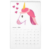 Calendrier avec une licorne pour une fille (Jan 2026)