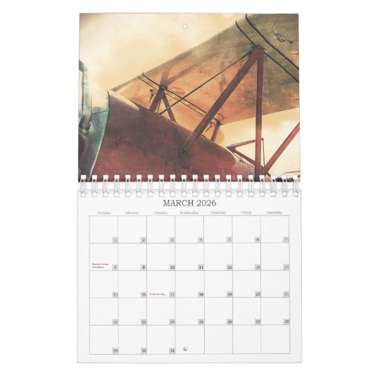 Calendrier Avions anciens Biplanes 12 Mois Petits  (Mar 2026)
