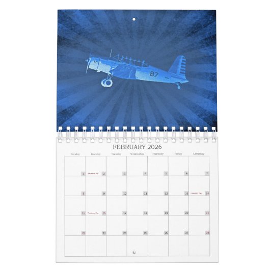 Calendrier Avions anciens Biplanes 12 Mois Petits  (Feb 2026)