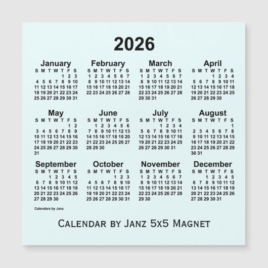 Calendrier Azure 2026 par Janz 5x5 Magnet (Devant)