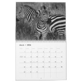 Calendrier B/W animal zèbre (Mar 2026)