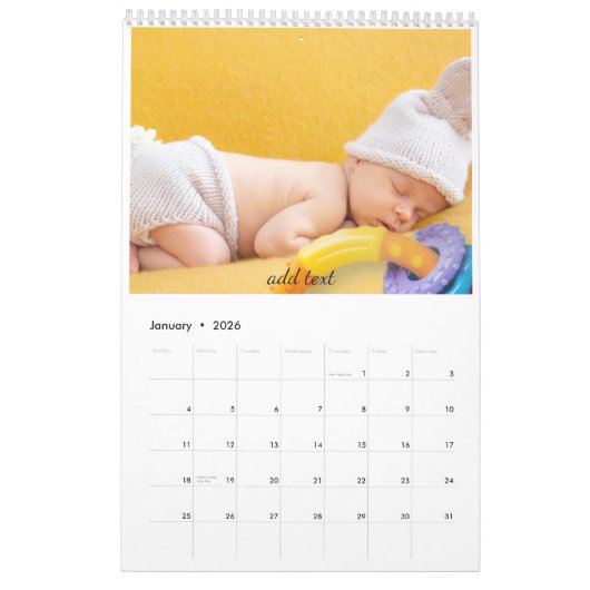 Calendrier Baby Custom Calendar (Jan 2026)