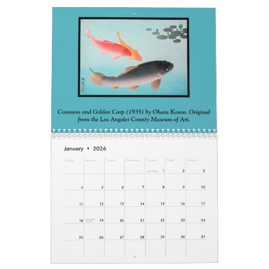 Calendrier Bac japonais d'art (Jan 2026)