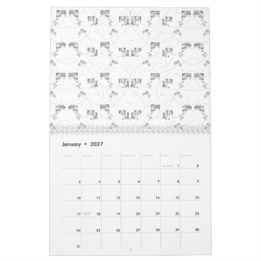 Calendrier Back-to-School Minimal Line Pattern | Summer (Jan 2027)