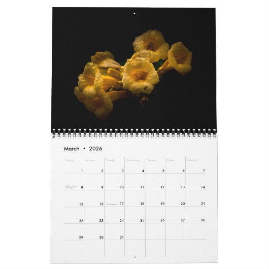 Calendrier Backyard Flowers 63 Color Version (Mar 2026)