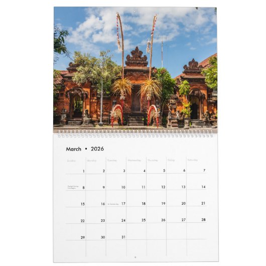 Calendrier Bali, Indonésie (Mar 2026)