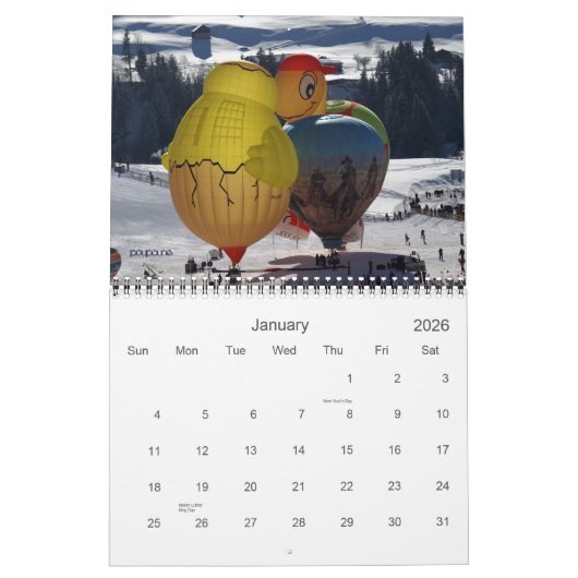 Calendrier ballon en Château d'Oex - (Jan 2026)