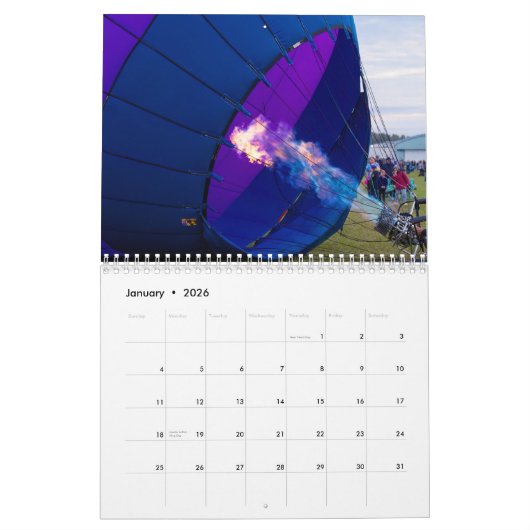 Calendrier Ballons à air chaud 2026 (Jan 2026)