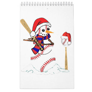 Calendrier Baseball Noël Snowman Jouer Baseball