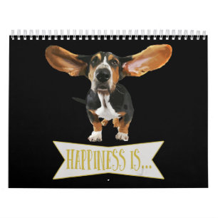 Calendrier Basset Hound Amoureux des chiens Vintage Cottage B