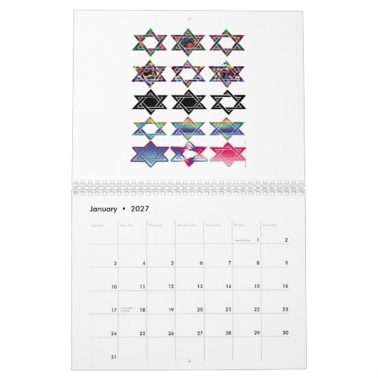 Calendrier batik d'étoile (Jan 2027)