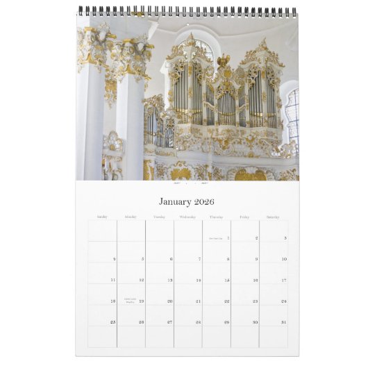 Calendrier Bavarian organ calendar (Jan 2026)
