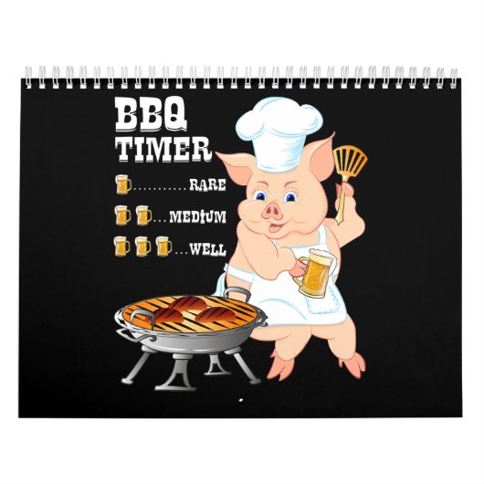 Calendrier BBQ | BBQ Timer Pig Grill Barbecue Beer Lover Men (Protection)
