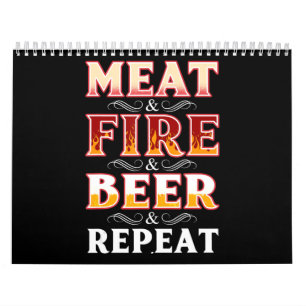 Calendrier BBQ Grillades barbecue Fumer Viande Feu Bière R