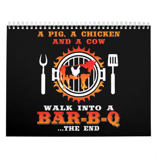 Calendrier BBQ | Un Cochon Et Un Poulet Marcher Dans Un Bar B (Protection)
