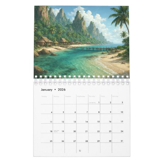Calendrier Beach Calendar 2026 (Jan 2026)