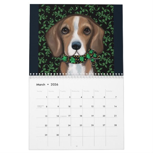 Calendrier beagle (Mar 2026)