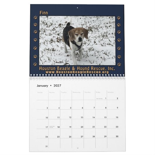 Calendrier Beagles et amis 2026 (Jan 2027)