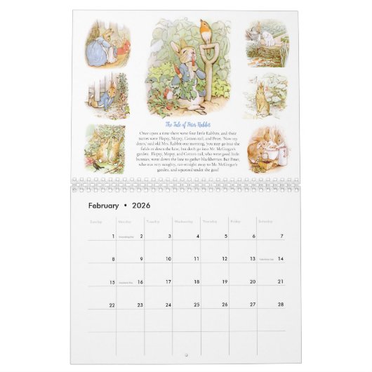 Calendrier Beatrix Potter Deux pages Taille moyenn (Feb 2026)