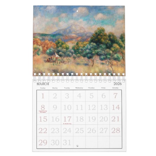 CALENDRIER : BEAU ART : PIERRE AUGUSTE-RENOIR (Mar 2026)