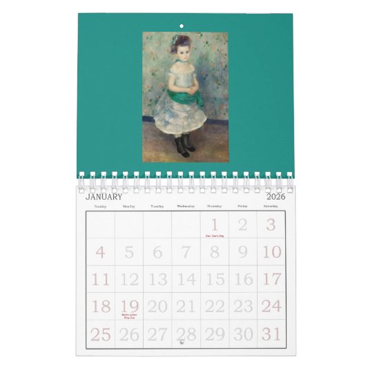CALENDRIER : BEAU ART : PIERRE AUGUSTE-RENOIR (Jan 2026)