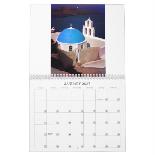Calendrier Beau Santorini Grèce (Jan 2027)