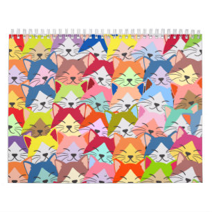 Calendrier Beaucoup de chats colorés Cadeau Motif pour anim