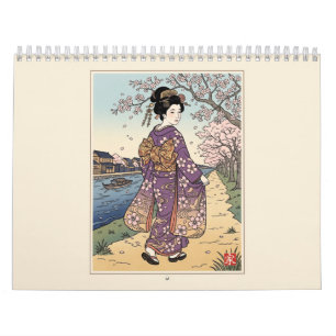 Calendrier Beautés en kimono Saisons du vieux Japon