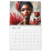 Calendrier Beautiful Black Women Floral Artwork Calendar (Feb 2026)