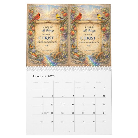 Calendrier Beautiful Wall Calendar with Scripture (Jan 2026)