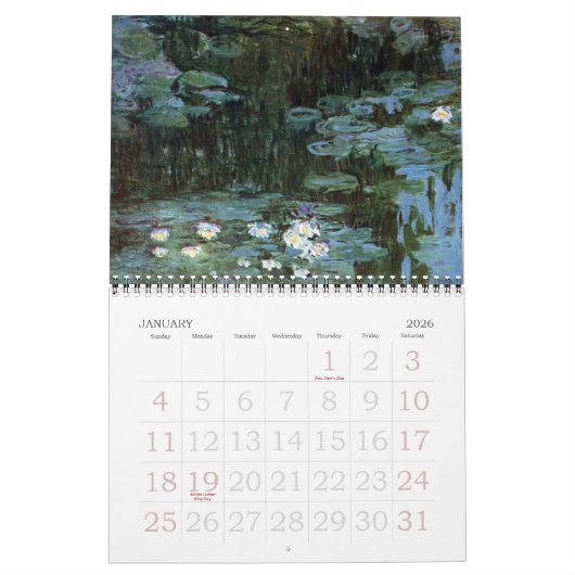 Calendrier Beaux-Arts Nénuphar par Claude Monet (Jan 2026)