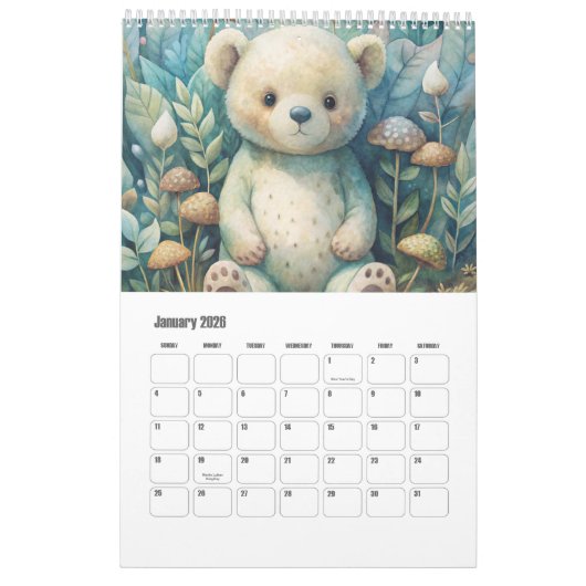 Calendrier Bébé Animaux (Jan 2026)