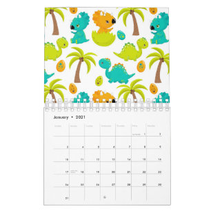 Calendrier Bébé dinosaure mignon Triceratops Dino Œufs Palmie