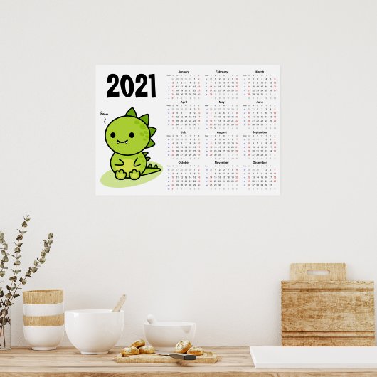 Calendrier Bébé dragon 2021 Poster - Début le dima (Cuisine)