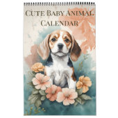 Calendrier Bébé mignon Animaux Aquarelle 2025 (Protection)