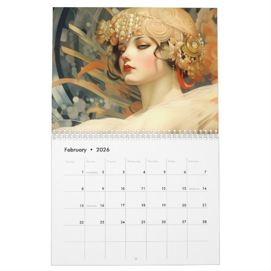 Calendrier Belle année Art Déco Roaring 20 (Feb 2026)