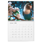 Calendrier Belle Aquarelle Lovebird Oiseau mignonne Perroquet (Jan 2026)