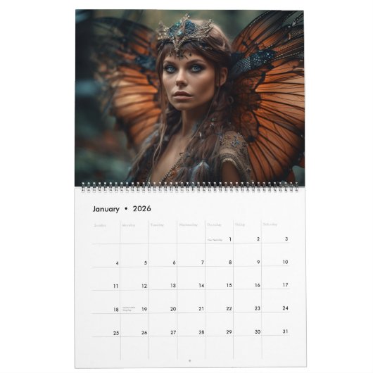 Calendrier Belle fées Imaginaire Mystic Magic Modèle (Jan 2026)