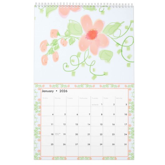 Calendrier Belle Fleurs Fille Designer (Jan 2026)