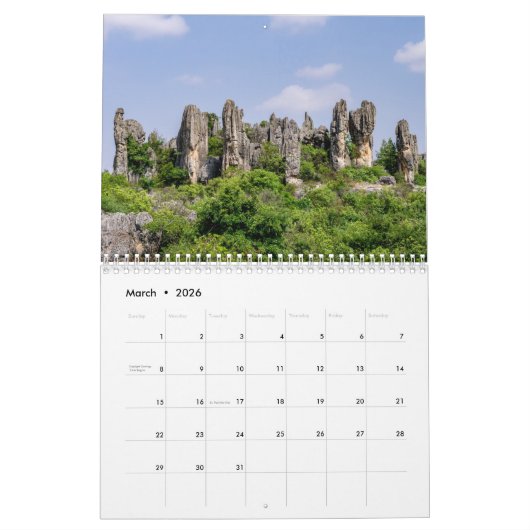 Calendrier Belle Yunnan, Chine (Mar 2026)