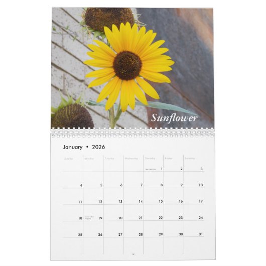 Calendrier Belles fleurs (Jan 2026)