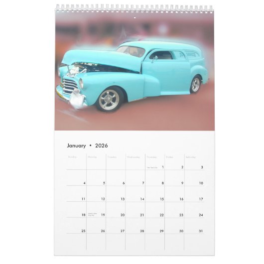 Calendrier Belles voitures classiques (Jan 2026)