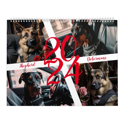 Calendrier Bergers et Dobermans. 2024 (Protection)