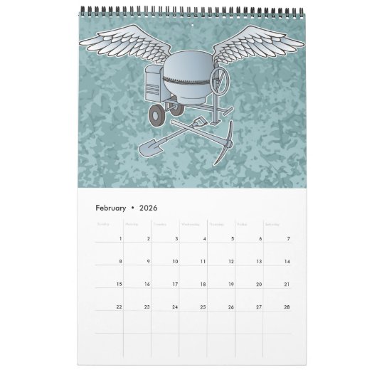 Calendrier Béton bleu-gris (Feb 2026)
