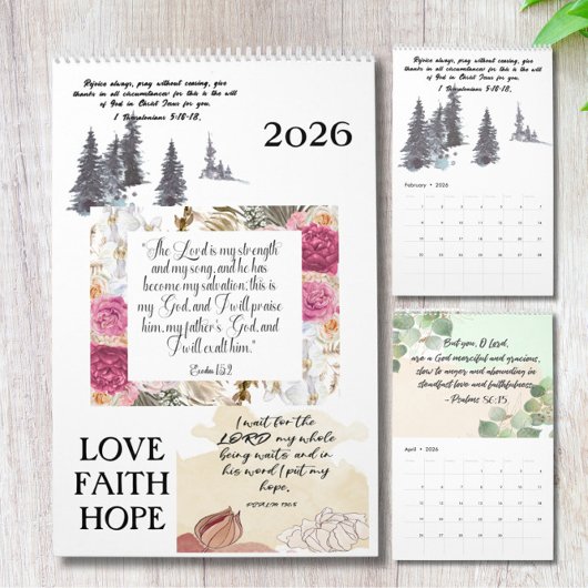 Calendrier Bible Verse 2026 Wall Calendar